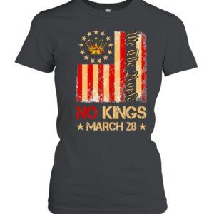 No Kings March 28 2026 No Kings Day American Flag Vintage-Women T-Shirt